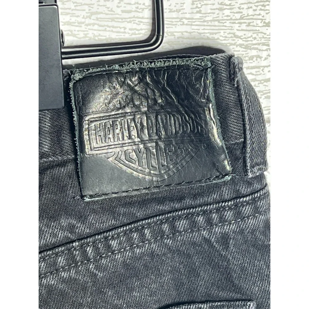 Harley Davidson 36x34 Black Straight Leg Denim Jeans Biker Motorcycle Vintage